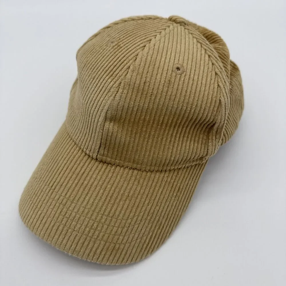 Women’s Tan Corduroy Baseball Cap Neutral 100% Cotton
